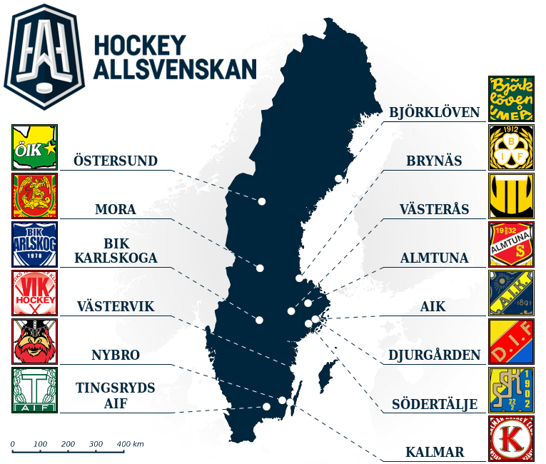 HockeyAllsvenskan map